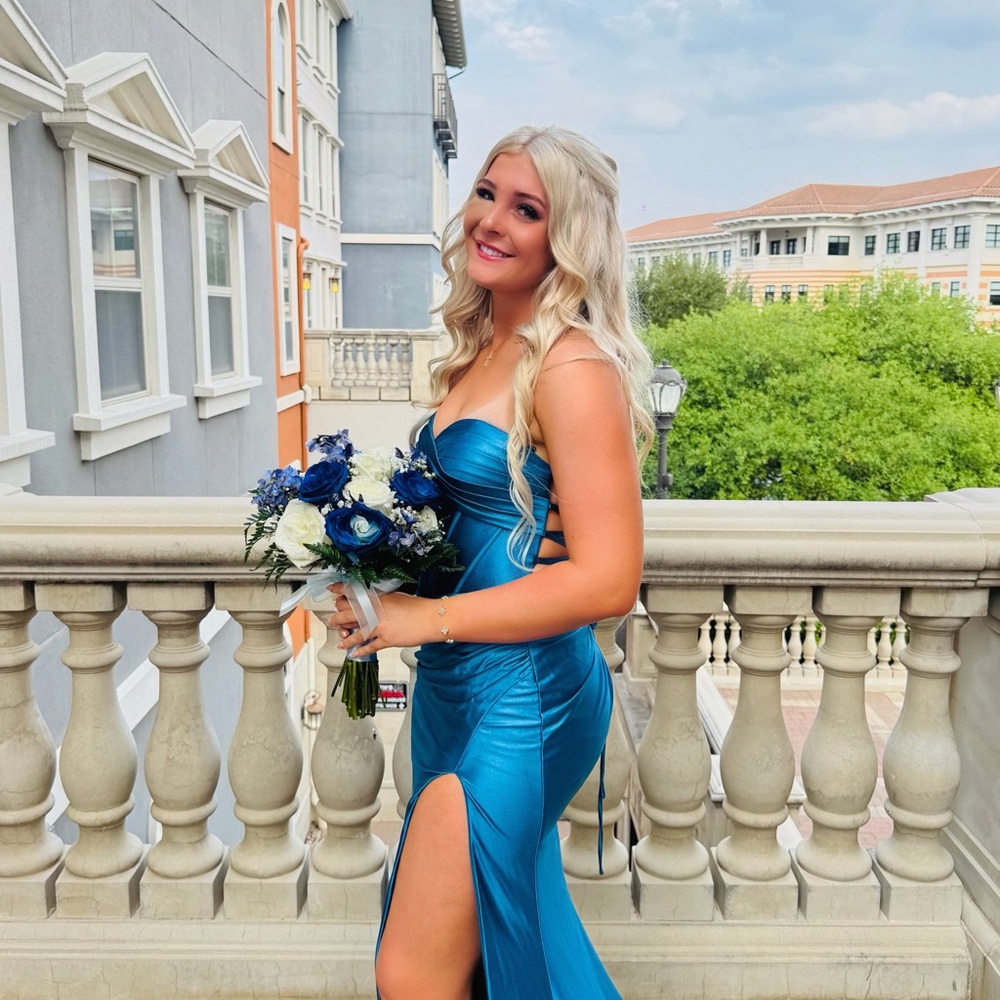 Teal Strapless Prom Dress WORN ONCE